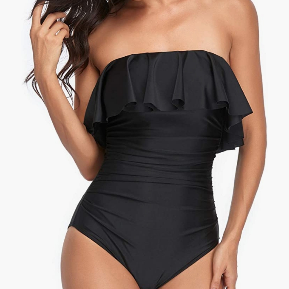 Peyton and Parker one piece women's bathing suit (straps included) black XL